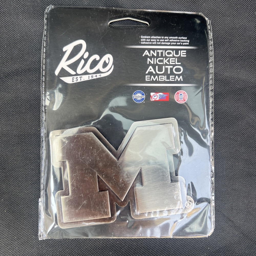 NEW* University of Michigan Wolverines Antique Nickel Auto 3D Metal Emblem 3.5"